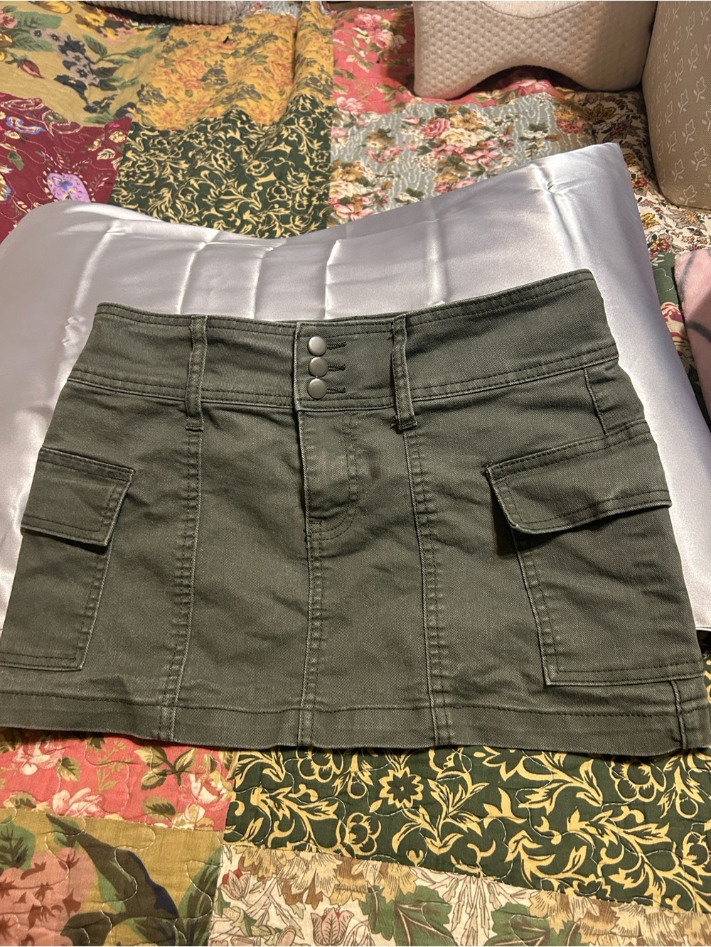 Green mini skirt